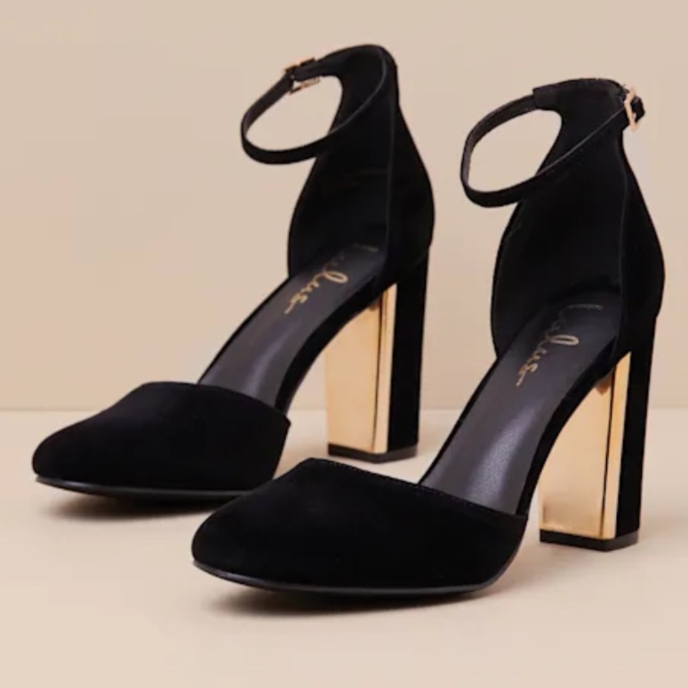 Lulus Laura black velvet heels size 8.5 | Excellent Condition, Like New